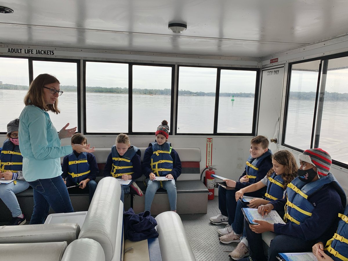 SJRiverkeeper's tweet photo. Are you smarter than a fifth grader? Today we welcomed 5th graders from @ctkjax on board the River Taxi. This class won a River Exploration boat trip through our student-driven #RiverFriendly competition - and they sure know a lot about our #StJohnsRiver! 🔬💯 https://t.co/qSWaNYDu1x