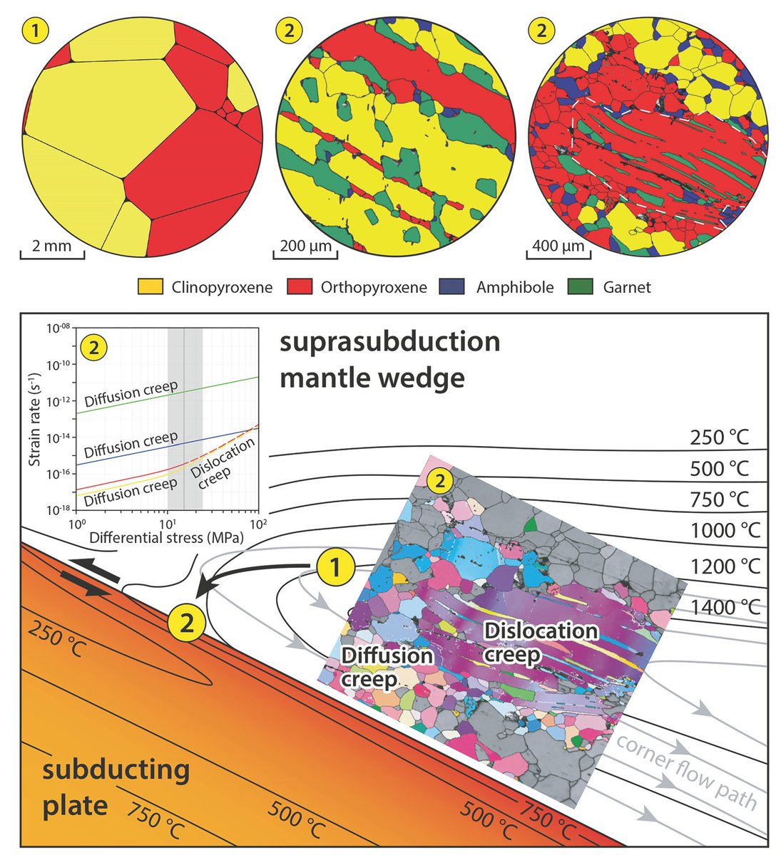 soc_min_pet's tweet image. Another #SIMPaper out!
Pellegrino et al. discuss the transition from dislocation creep to diffusion creep in pyroxenite layers in peridotites controls the deformational behavior of the Earth's mantle during subduction.

Check it out 
👉 doi.org/10.1029/2021JB…