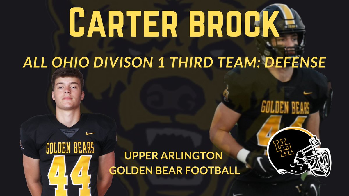 GoldenBears_FB's tweet photo. Congratulations to @simonmonnin14 and @CarterBrock44 for being named to the All-Ohio Division 1 Third Team by the Ohio Prep Sportswriters Association.  #GoBears #DV #RFP #AYearToRemember https://t.co/X0spSnVy1T