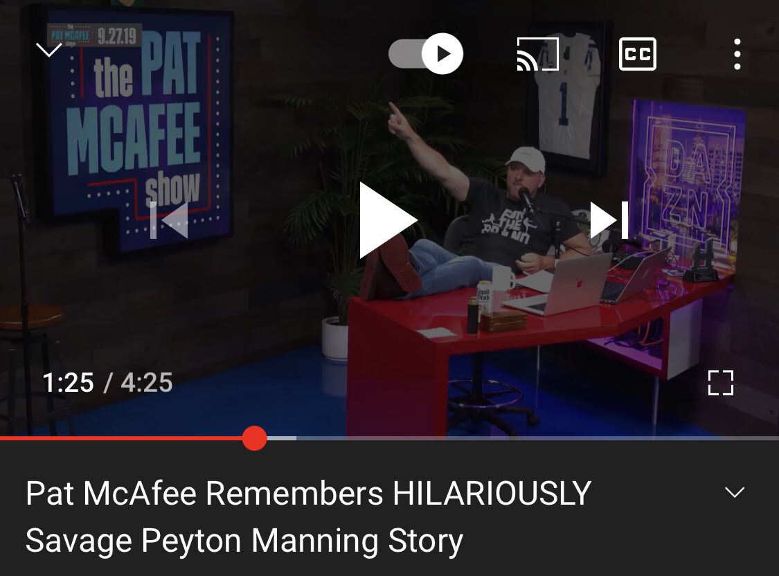 brienneal's tweet photo. @PatMcAfeeShow gotta be the Peyton story about sending the guy back to the sideline. I think that video was the entrance to the rabbit hole. That or Red 18. #PMSFanDuelFamily https://t.co/Gh6bPaBTbm