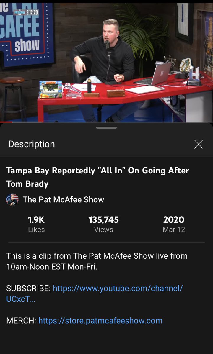 AndrwSalcdo's tweet photo. My cousin told me TB12 was coming to our beloved Tampa, I didn’t believe him, and he sent me this clip. Since then, I’ve been a fan of the show. @PatMcAfeeShow 
 #PMSFANDUELFAMILY https://t.co/Ua5ldKE6k0