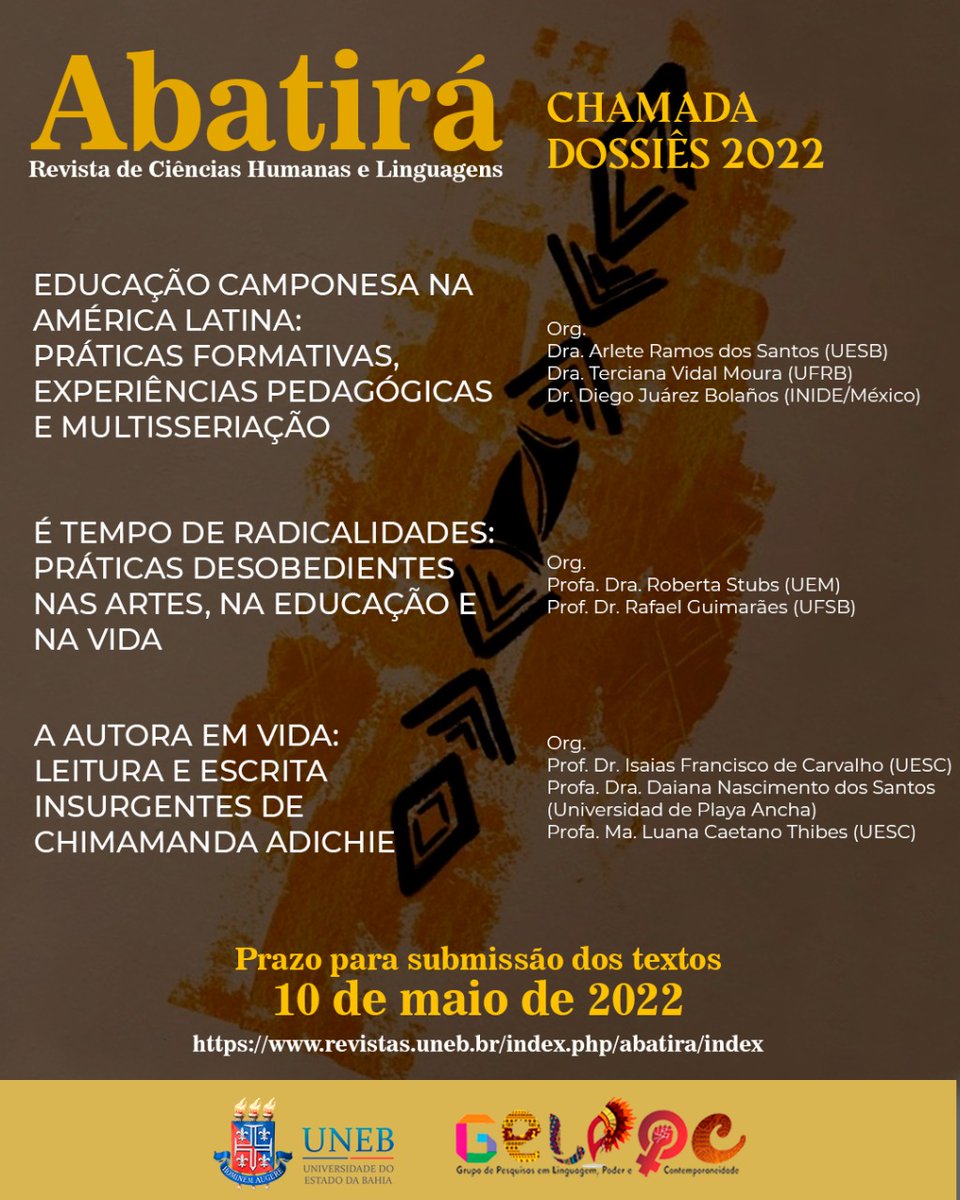 INIDEdelaUIA's tweet photo. #Convocatoria |Inicia el 2022 enviando un #Artículo para el #Dossier "Educación campesina en América Latina: prácticas formativas, experiencias pedagógicas y multigrado" de la revista Abatirá, co-organizado por Diego Juárez.
📅Deadline: 10.mayo.2022
#CompromisoINIDE https://t.co/J0311xLMRF