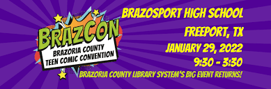 Alief_Libraries's tweet photo. Do you enjoy comics, anime, games? #BrazCon is the place for you! The Brazoria County Teen Comic Convention is coming January 29, 2022. Find out all the details and register https://t.co/bQCXKKz8LD @bclsnewbooks @AliefISD https://t.co/lcuhRNi2ty