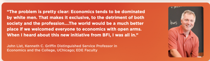 Not once during my entire time at UChicago did I ever hear a professor say anything close to what John List said below.

I'm really happy for the future of the economics profession, but I'm still kind of sad for my past self.