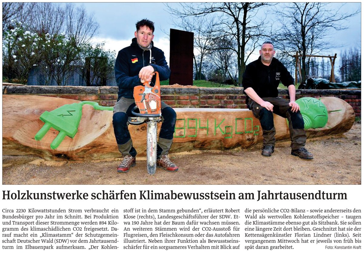 #Holzkunstwerke schärfen #Klimabewusstsein am #Jahrtausendturm
 
(Quelle: Magdeburger Volksstimme vom 30.11.2021)