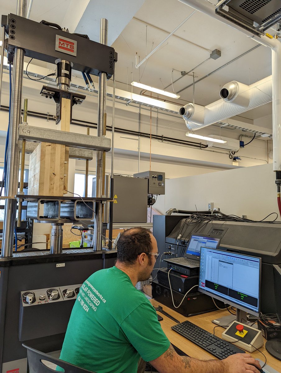 Getting some incredible numbers on #CLT tests today at <a href="/uvic/">UniversityOfVictoria</a> in the <a href="/UViCIVE/">UVic CIVE</a> lab. With <a href="/Frophotos/">Solomon rosenberg</a> under supervision of Dr.Zhou and Dr.Ni. Hoping to overcome timber building height restrictions. Thanks for the support from <a href="/FPInnovations/">FPInnovations</a> and <a href="/MTCSolutions/">MTC Solutions</a>.