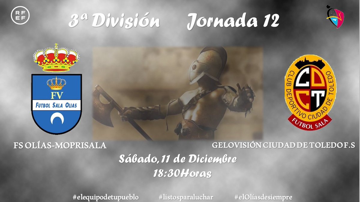futbolsalaolias's tweet photo. 📢📢DERBI📢📢
El próximo Sabado 11 a las 18:30 tenemos partidazo frente a nuestros amigos de @Ciudadetoledofs 

Estos partidos siempre son un gran espectáculo, así que no te lo pierdas!!

Sorteo especial CESTA DE NAVIDAD

#elequipodetupueblo
#listosparaluchar
#elOlíasdesiempre https://t.co/dzi3FAKT8j