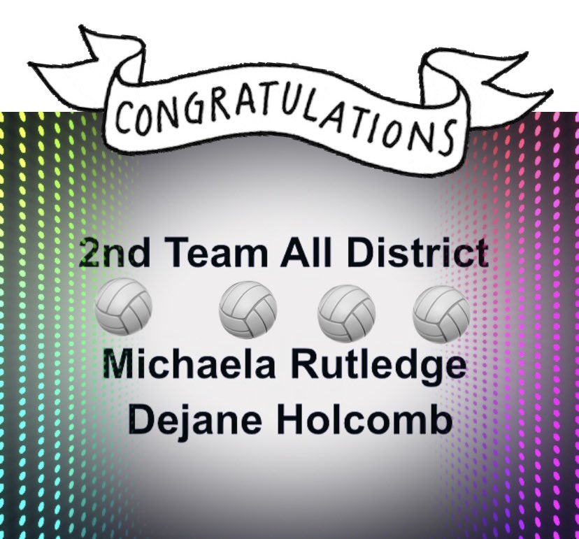 MUSTANGS_VB's tweet photo. Congratulations to Dejane Holcomb &amp; Michaela Rutledge on making 2nd Team All District! 🏐 @ajacinto3 @whsmustangs https://t.co/R4HurcMgKL