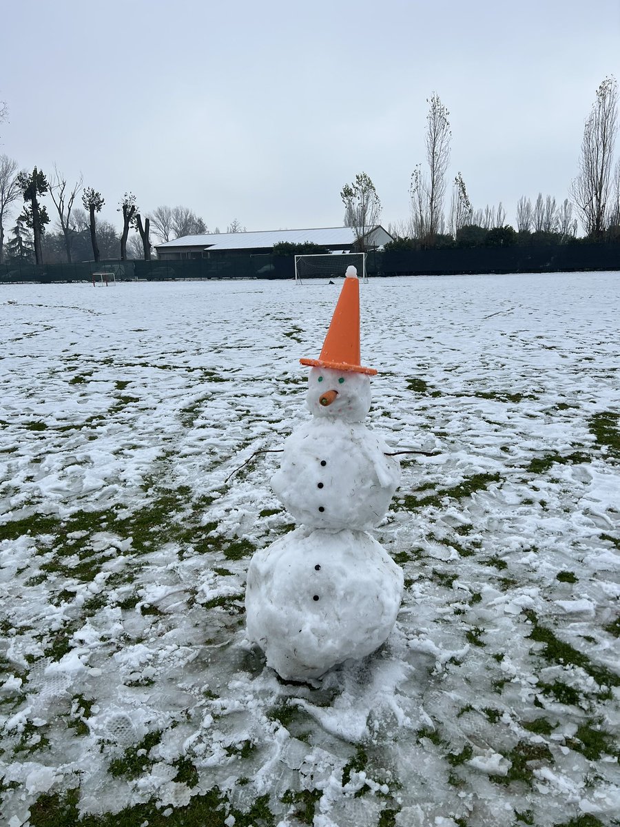 We did our best during MS recess today. 3rd snowman in 9 yrs. #itsnotsobad #snowman #bringglovesnexttime #lifelessons #gopanthers