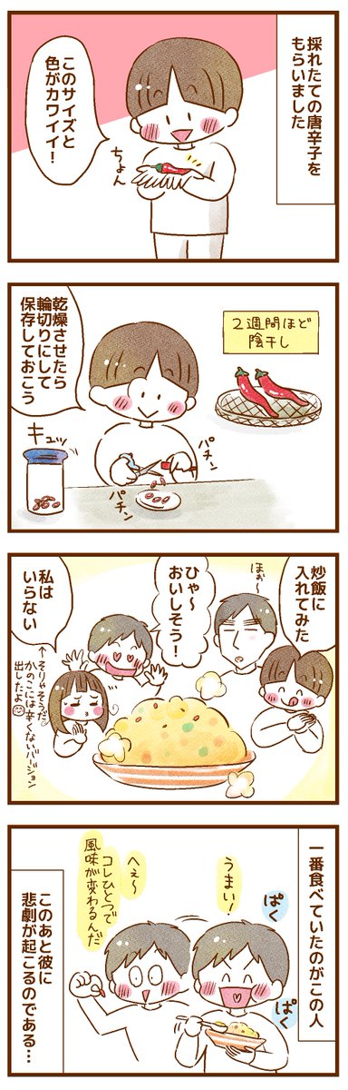 目に唐辛子が入って「目がぁ…!!!目があああああ!!!」ってなったときの対処法(1/3)
#コミックエッセイ 
#育児漫画
#漫画が読めるハッシュタグ 
#イラスト 