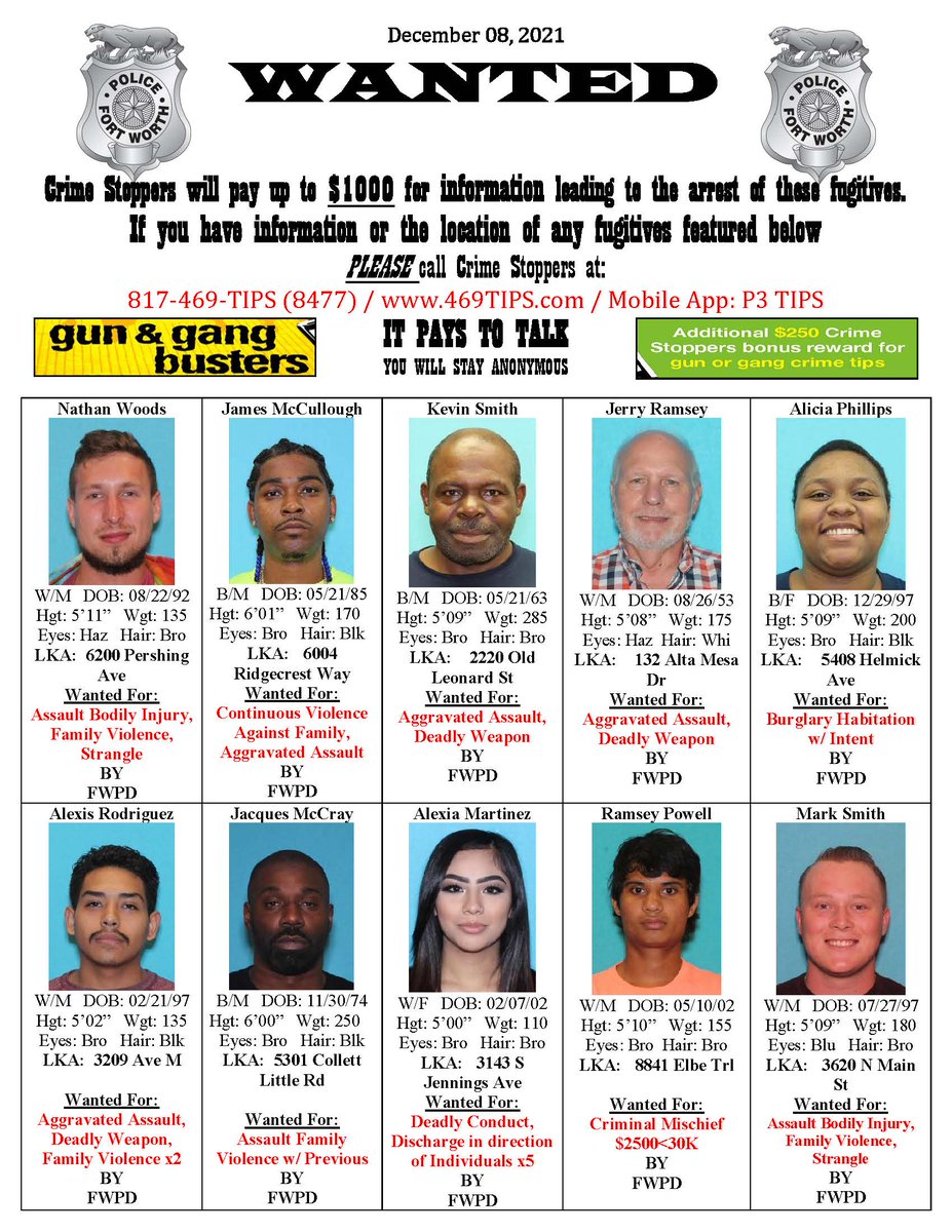 fortworthpd's tweet photo. #WANTED 

Please call 817-469-TIPS (8477) if you know the location of these fugitives.

#CrimeStoppers https://t.co/hHtczMDcud