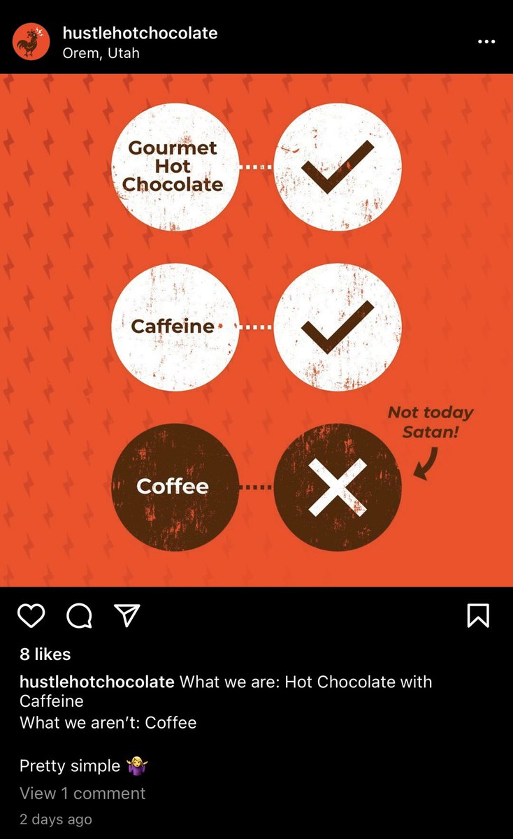 easton_matty's tweet photo. I’m sorry but Mormon work-arounds to not drink coffee will never not be funny to me 😂💀 https://t.co/c3hh4rV806