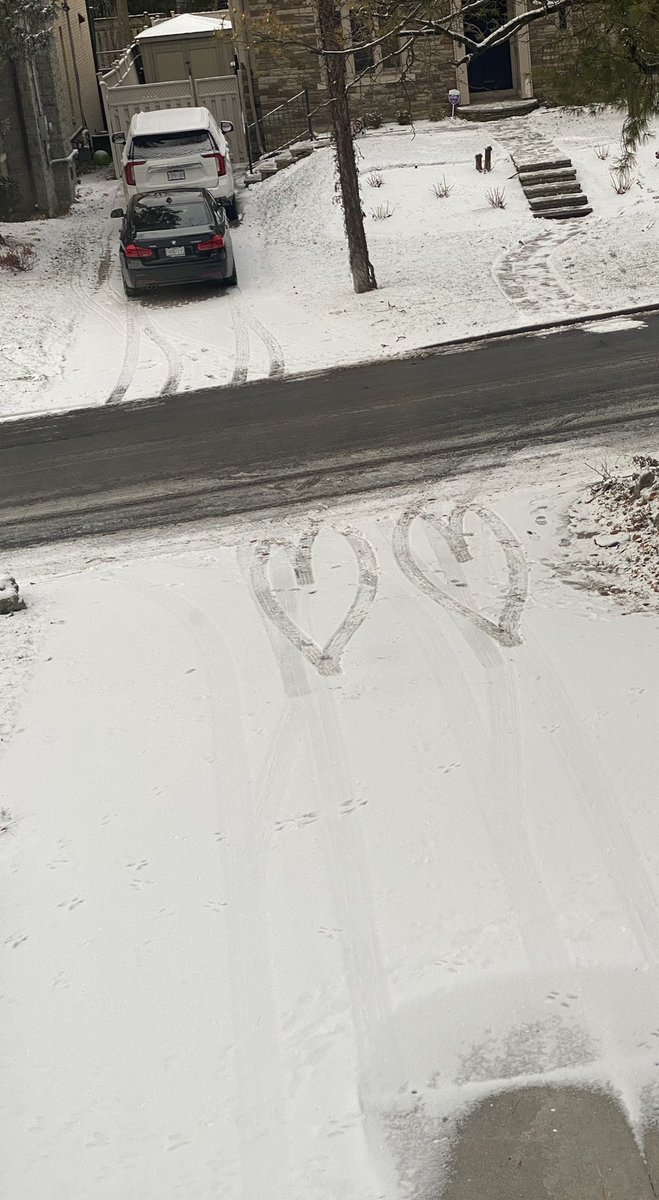 tarastrong's tweet photo. Someone must’ve used my driveway this morning to turn around &amp; I’m ok with it cuz look at all the love they left 💜💜 https://t.co/nzXTE1tTNC