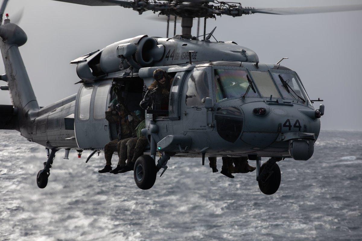 USMC's tweet photo. #Marines with the @22nd_MEU conduct a visit, board, search, and seizure exercise aboard USNS Leroy Grumman, Dec. 7.
The #22ndMEU is underway with Amphibious Squadron Six for Amphibious Ready Group/MEU Exercise (AMX) in preparation for a future deployment. #AnyDomain https://t.co/QS02z8jUU6