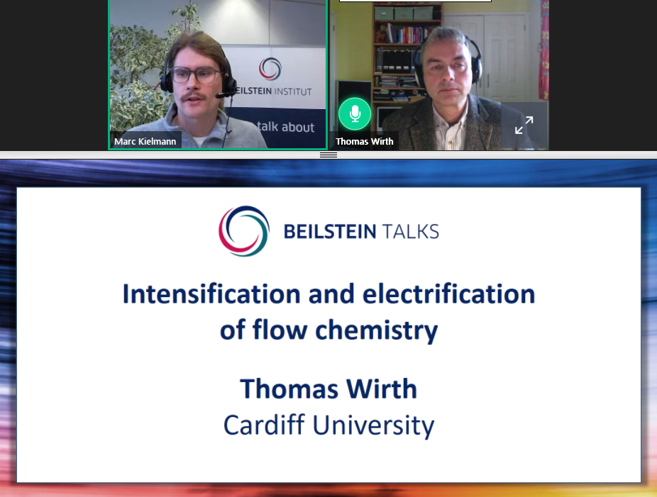 BeilsteinInst's tweet photo. Thank you very much, Thomas Wirth, for giving this excellent talk on #flowchemistry and #electrochemistry and answering the questions from the audience! We have learned a lot and are looking forward to further #BeilsteinTalks: https://t.co/OCeKIx2SyS https://t.co/Fjqb5xsX2L
