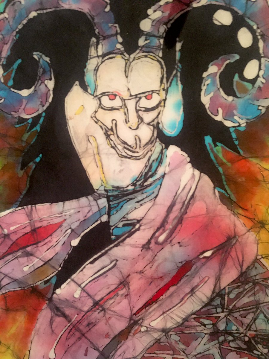 TUS_Seven's tweet photo. Greetings from Thursday! 

I made this batik back in 4th year, it’s based on an illustration by the man the myth the legend… Harry Clarke✨

Who’s your favourite artist?
#Thursday #TUS7_Comp https://t.co/qEjHJqVJQv