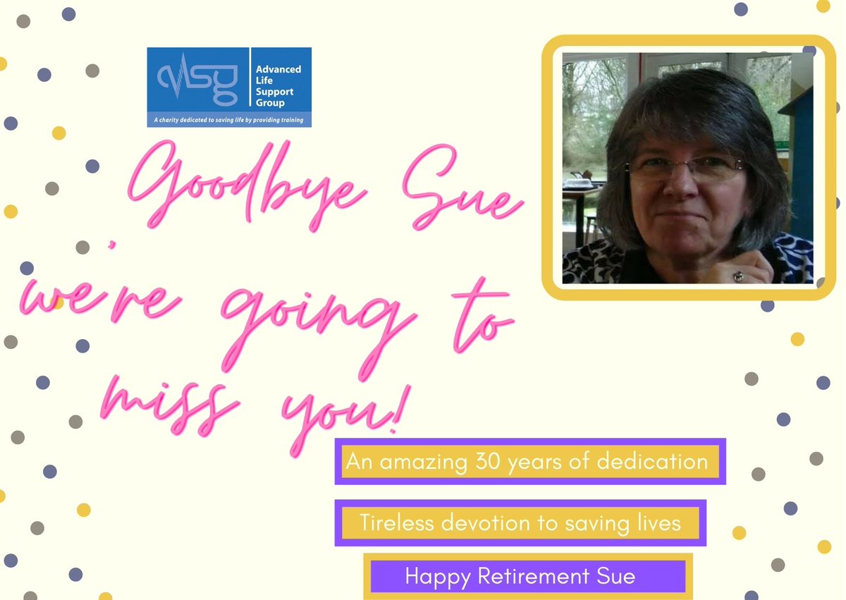 End of an era as we lead up to the final days of Sue Wieteska's time <a href="/_ALSG_/">ALSG</a> as CEO, as she retires after 31 amazing years of commitment and achievement.  We'll all miss you. #SavingLives #TotalDedication #ALifeDevotedtoSavingLives