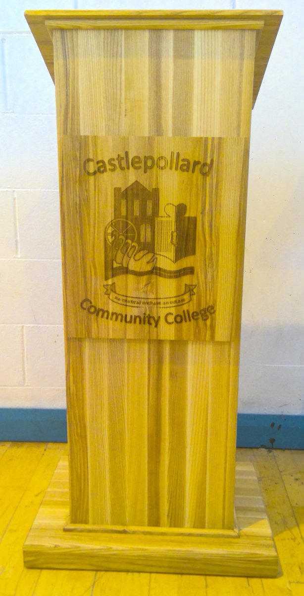 At Castlepollard CC our teachers are constantly thinking of ways to add value and develop our school.

Thank you to Mr Daly for all his work designing and making our new lectern that we use at morning assembly and during special occasions. We will use our old one for debating.