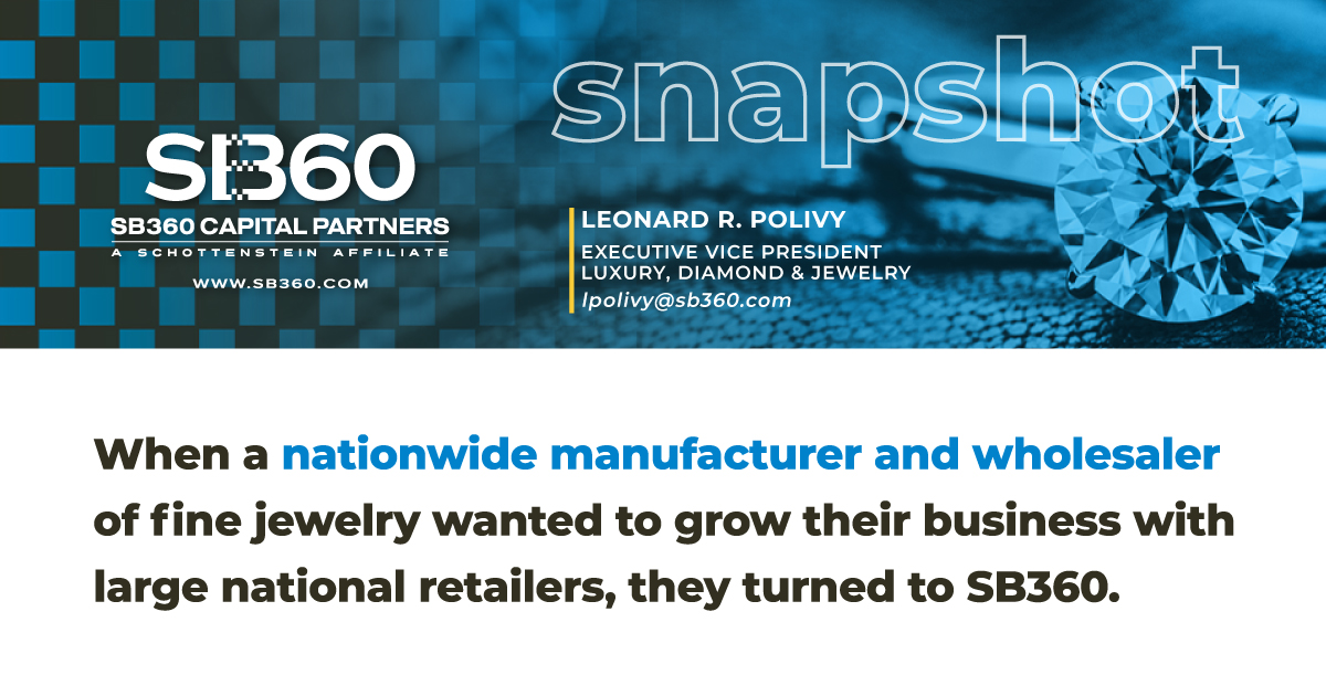 SB360Capital's tweet photo. THE FINANCIAL SOLUTION: SB360 quickly structured a receivables financing agreement based on the purchases of those retailers. This provided the client with the capital needed to fund their efforts and increase the top line with their largest accounts. https://t.co/6m8jygxVMB