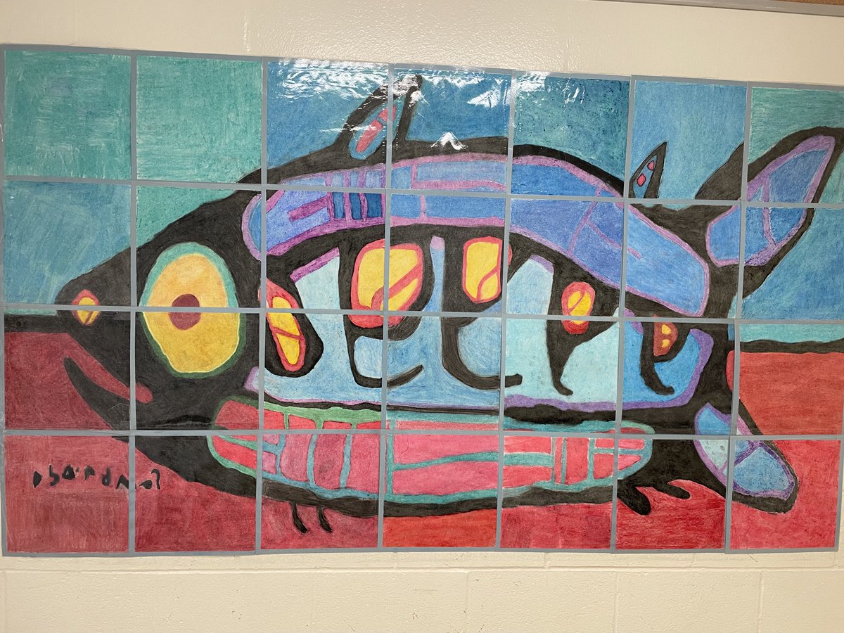 DaleRoadSenior's tweet photo. Grade 8 collaborative Norval Morriseau mural by class 82 in Ms. Cashin’s Art class. https://t.co/KWshzcQ4do