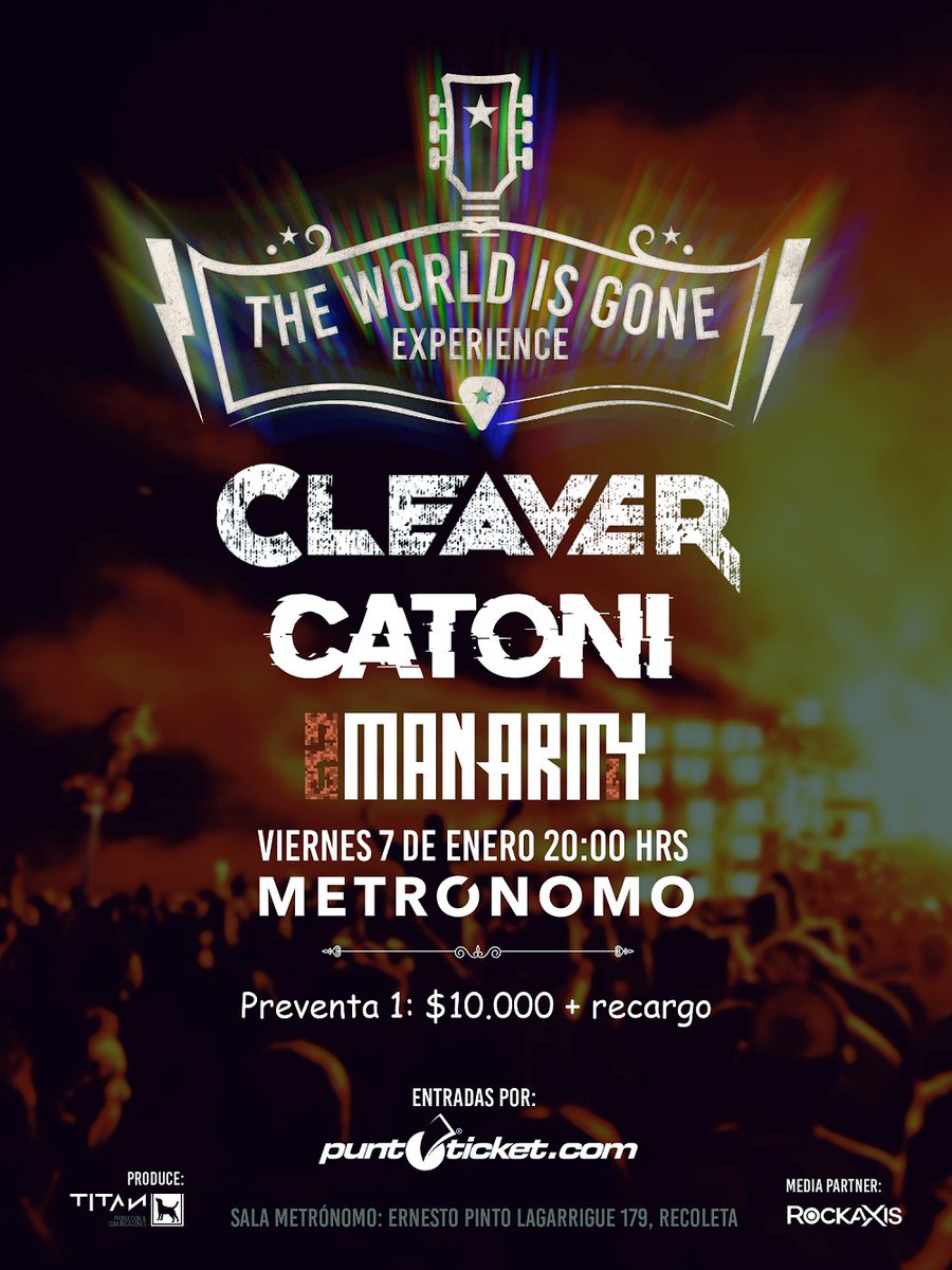 rockaxisoficial's tweet image. Cleaver, Catoni y 2 Man Army anuncian show en Sala Metrónomo, un show único donde se reúnen por primera vez tres propuestas nacionales con rock de alto calibre. Revisa toda la info acá bit.ly/3DywacM | @CleaverRockBand #Catoni #2ManArmy #SalaMetrónomo
#Rockaxis