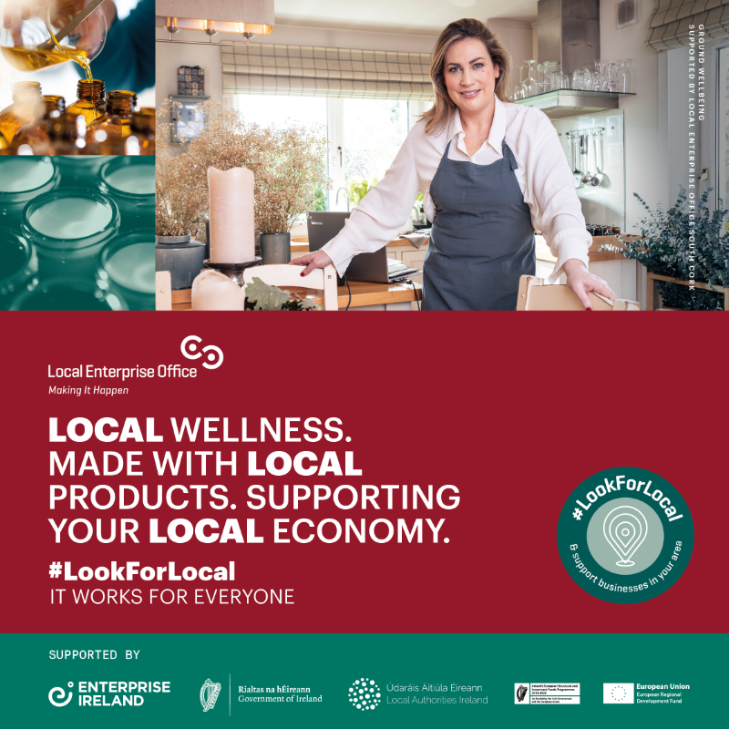 Loc_Enterprise's tweet photo. When you buy handmade self-care products from Ground Wellbeing this Christmas, you're supporting their business and the whole local economy. Because every euro you spend is worth double to the local community, which works for everyone. #LookForLocal