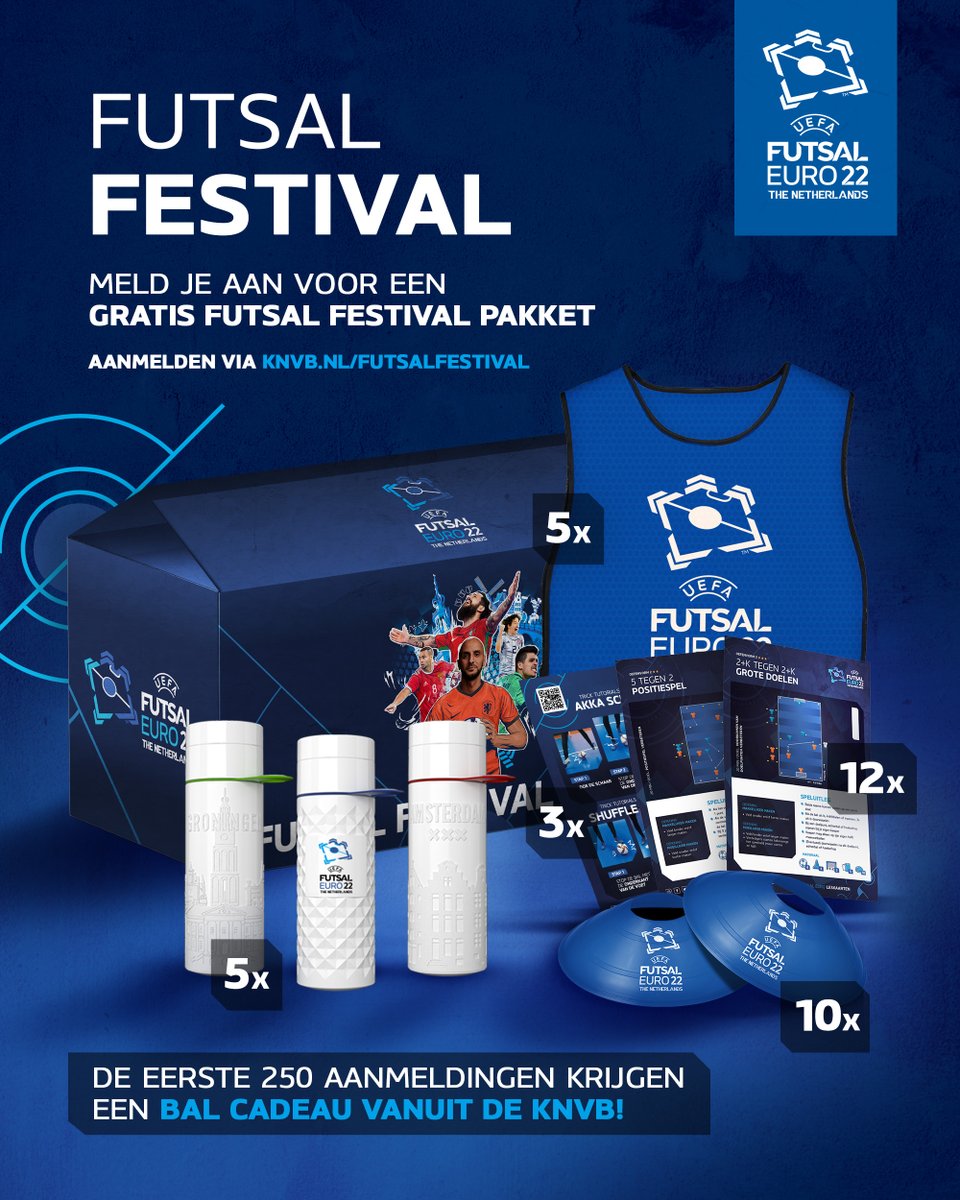 𝗩𝗲𝗿𝗿𝗮𝘀𝘀𝗶𝗻𝗴! 🎁

Ontvang een gratis Futsal Festival pakket voor jouw vereniging, school of sportorganisatie. Met een Futsal Festival geef je de jeugd een kans om futsal te leren kennen en ze op een leuke manier in beweging te houden. 

Info 👉 knvb.nl/futsalfestival