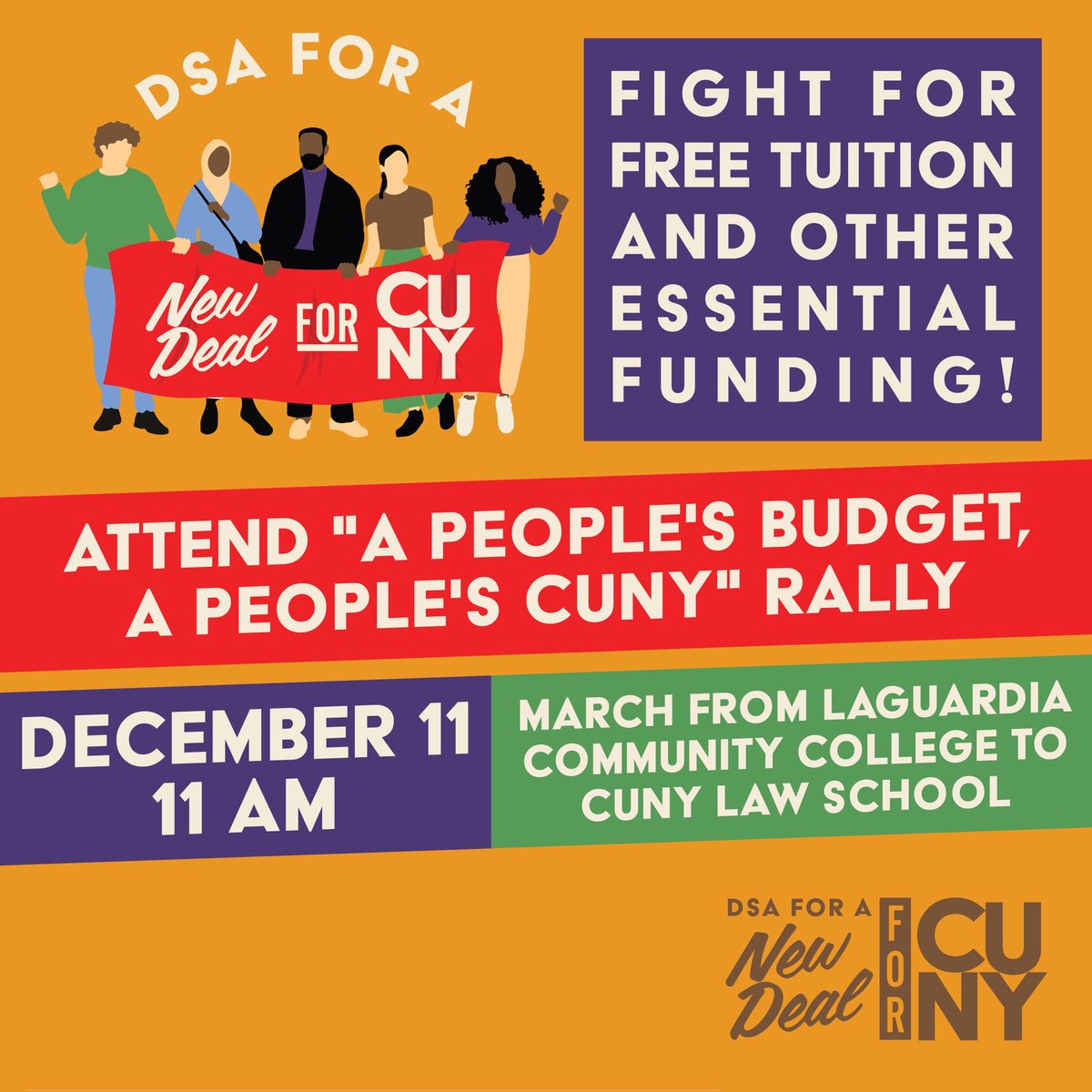 EmilyAssembly's tweet photo. On Saturday, I'll be helping lead the @nbkDSA contingent to the New Deal for CUNY Rally in Queens! We're departing from McCarren Park near Nassau/Lorimer at 10:30am and heading to the CUNY School of Law. See you there. https://t.co/luFSa41XrL