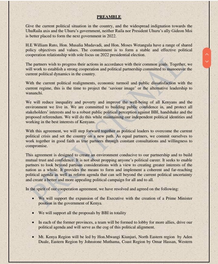 CaptainDominicO's tweet photo. Mudavadi has been working with Ruto all along we have their political partnership agreement document. https://t.co/4IG2x13m5H