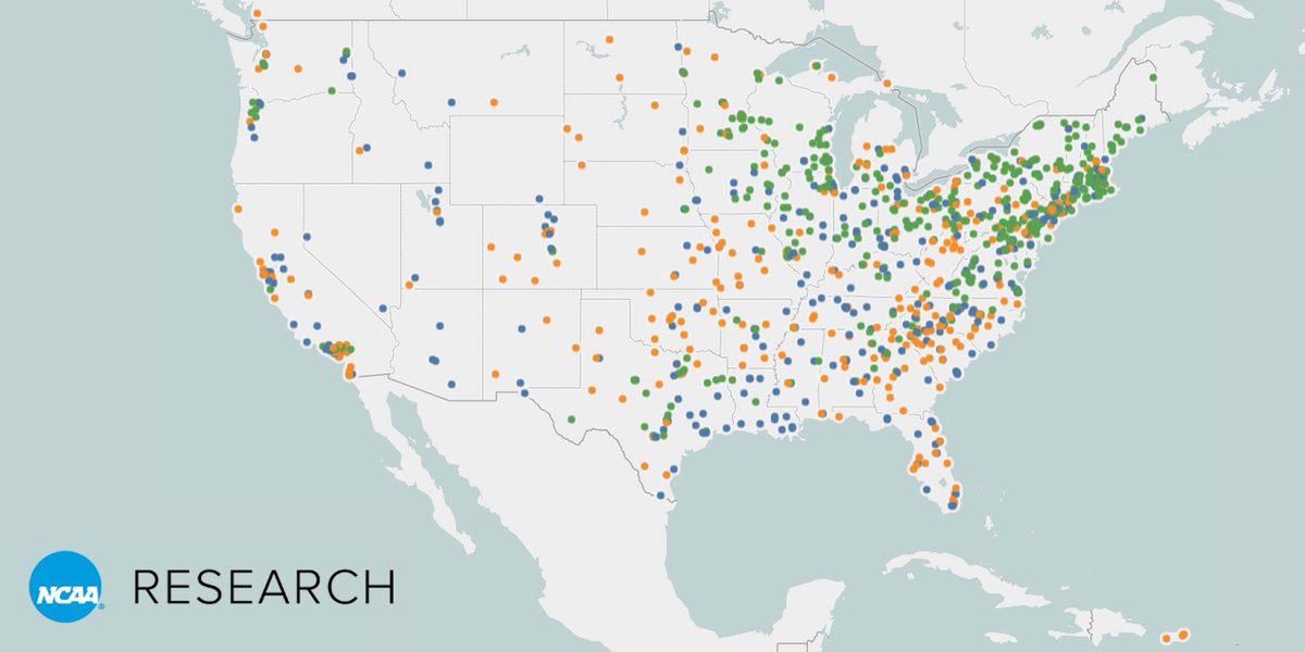 The <a href="/NCAA/">NCAA</a> is made of three divisions and over 1,000 schools. Use our interactive map to help locate schools you're interested in!

➡️ on.ncaa.com/MemberMap
<a href="/NCAAResearch/">NCAA Research</a>