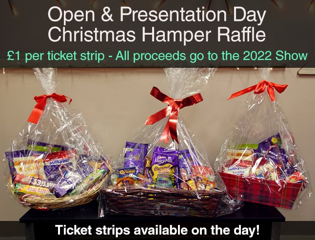Don't forget your chance to win one of these lovely #Christmas Hampers at the Open &amp; Presentation Day on Sunday!

Tickets £1 a strip, available at the venue on the day. Raffles drawn after presentations. All proceeds go to the 2022 Dance Show.

You've got to be in it to win it!