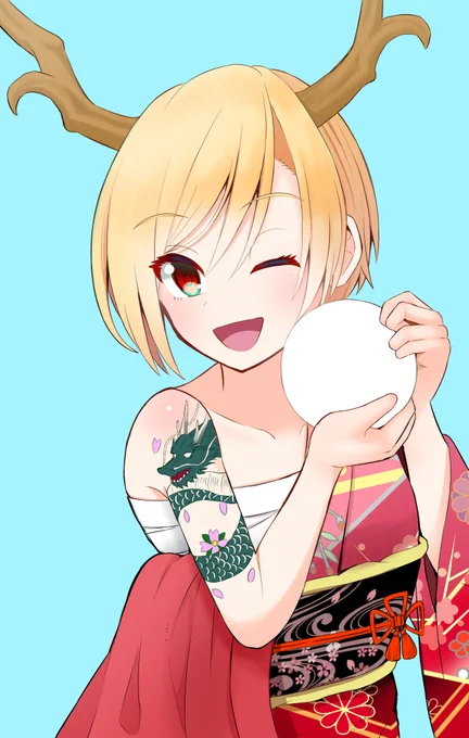 コミケのために営業スマイルの組長描いてたけどカラー絵もたまに描くと楽しい 