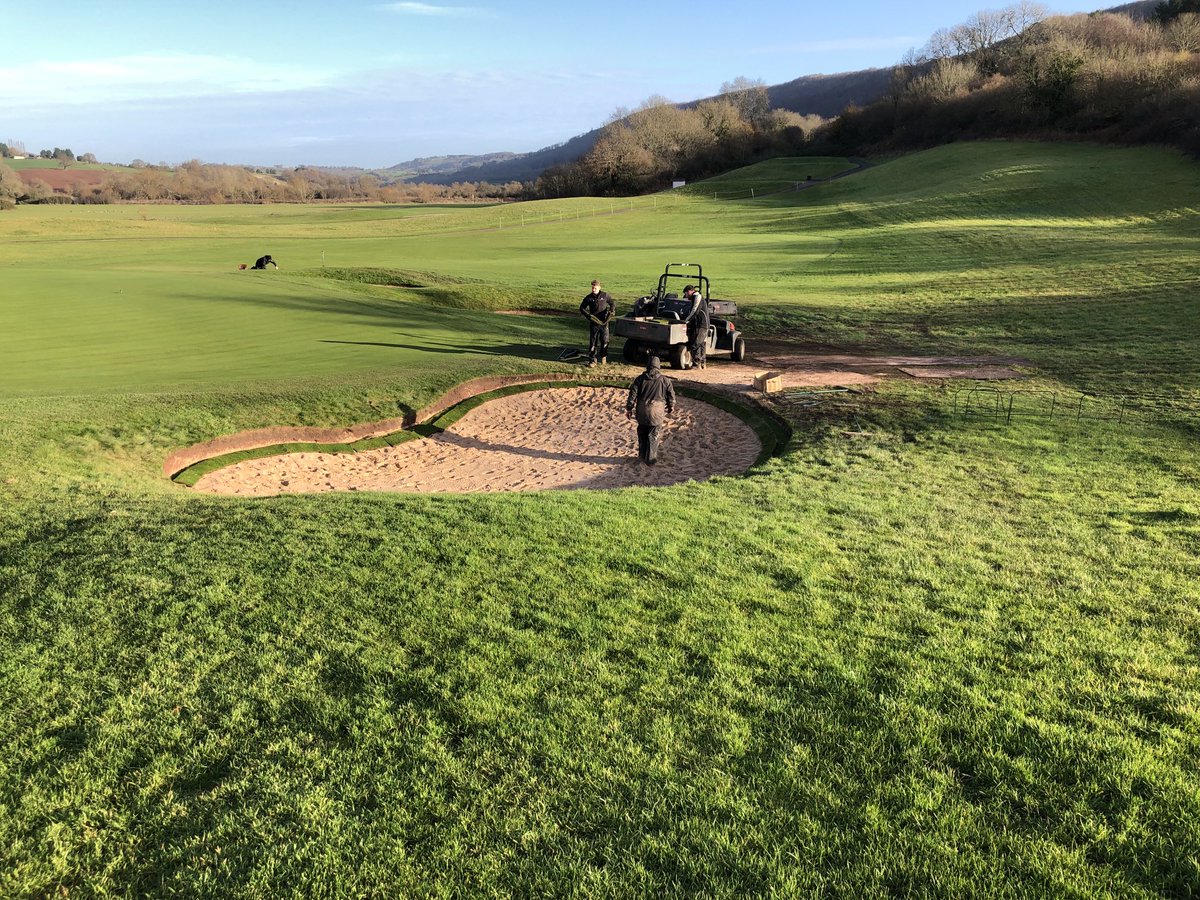 jmckenziej's tweet photo. Another bunker nearing completion after ⁦@BunkerMat_com⁩ and MegaFlo install- no change in shape - working with original design- bunkers completed over 6 years ago have sand as clean  as day it went in #nocontamination https://t.co/1e2k9MhHJX