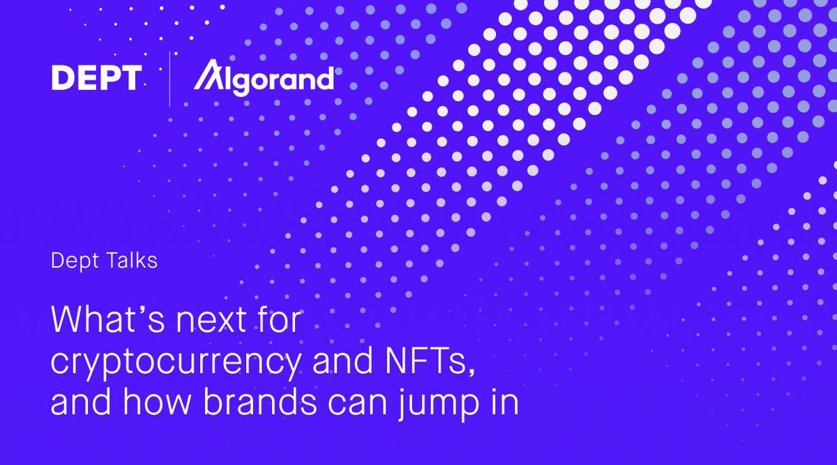 Algorand's tweet photo. Join us next week for a discussion on what’s next for crypto and #NFTs and how brands can innovate in new and meaningful ways! Featuring @amgiant, @reginatto,  Jesse Streb, @brandonaaskov and our very own @DavidBMarkley.

Sign up here 👉 https://t.co/baqd5tkPCR https://t.co/H97YpT9fCF