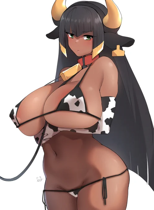 丑年が終わってしまうので毎日牛柄ビキニを描く🐮 あと18日 