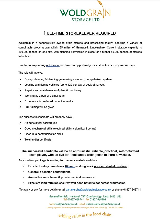 FULL-TIME STOREKEEPER REQUIRED!
Due to store expansion and an impending retirement we are looking for a Storekeeper to join our small team. 
Agricultural experience preferred but not essential, as full training will be given. Please DM or contact the store for further details.