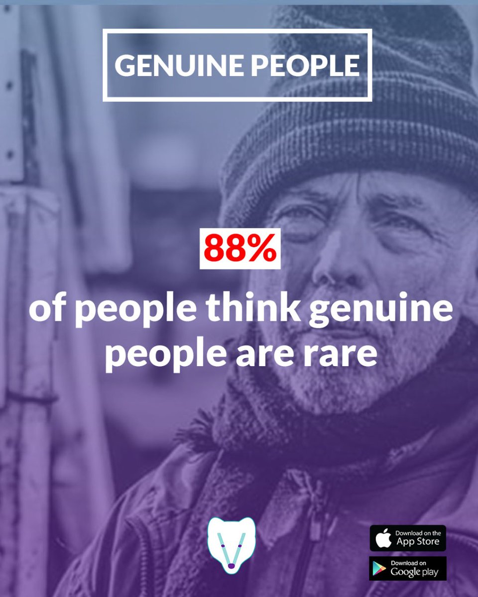voolpo's tweet photo. 88% of people think #genuine #people are #rare

#voolpo #voolposurvey #genuinepeople #genuinepeopleonly https://t.co/2yxc0nAHz3