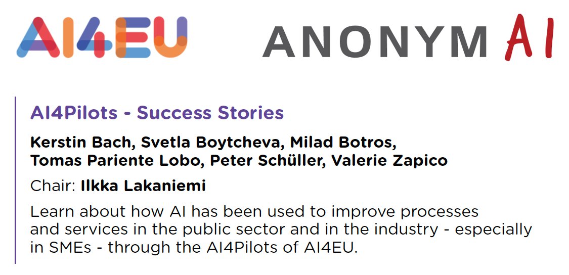The correct identification and processing of #personaldata contained in large datasets is a fundamental step towards #GDPR compliant #DataCentricAI. At the final event of <a href="/AI4EU/">AI4EU</a> Milad Botros presents our anonymization system AnomymAI #AI4EU