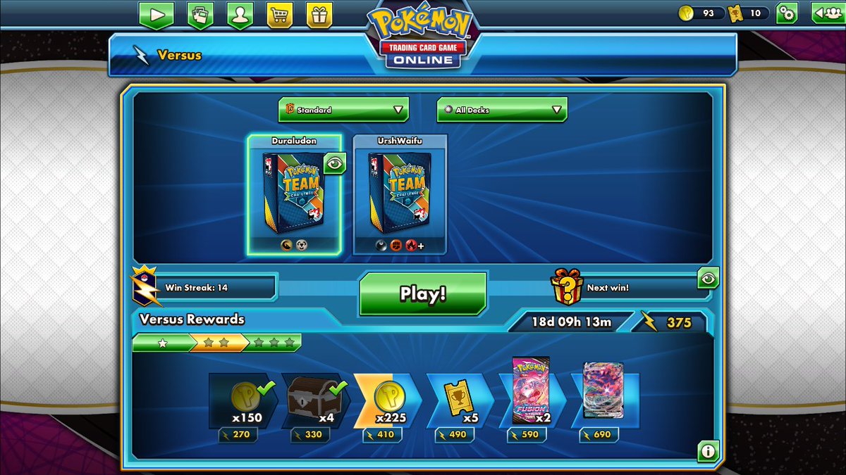 Spriorite's tweet photo. So it probably doesn't mean a lot to anyone but this is the best win streak I've ever had... #ptcgo #pokemontcg #Duraludonvmaxisaliteralhouse https://t.co/CBwFLpANl2
