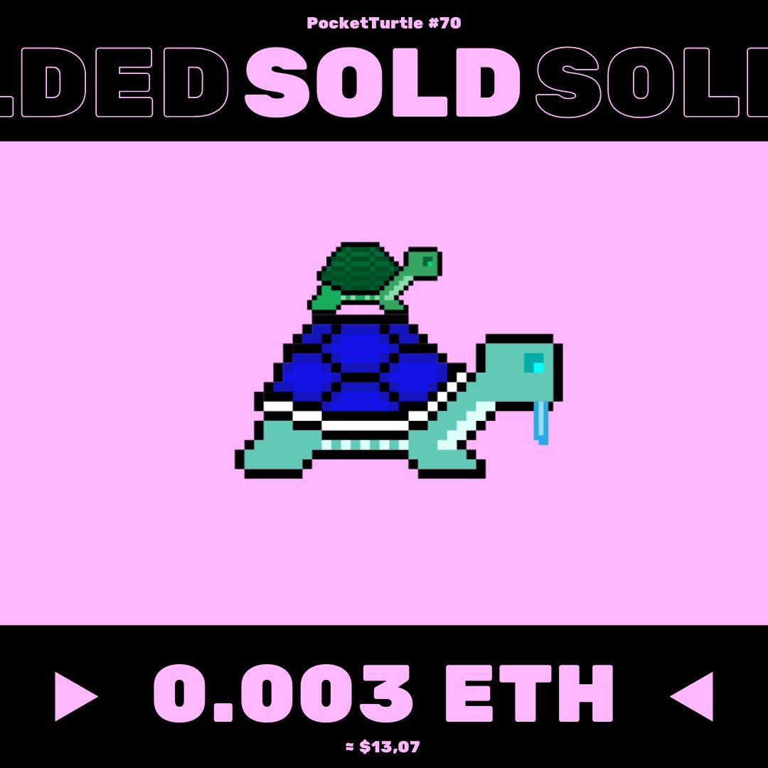 PocketTurtleNFT's tweet photo. 🔥The PocketTurtle #70 was sold for 0.003 ETH!

See on OpenSea: https://t.co/fuqWgtihHC
•
#nft #nfts #nftcommunity #nftlaunch #nftgiveaway #freenft https://t.co/UvK4eehkfA