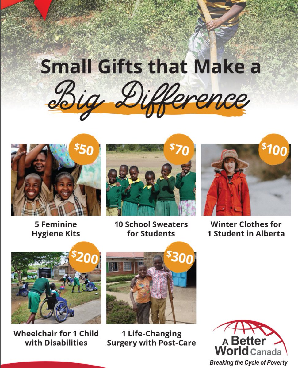 This holiday, give a gift that can make a big difference. 

abwcanada.ca/needs-funding/…

#abetterworld #gifts #bigdifference