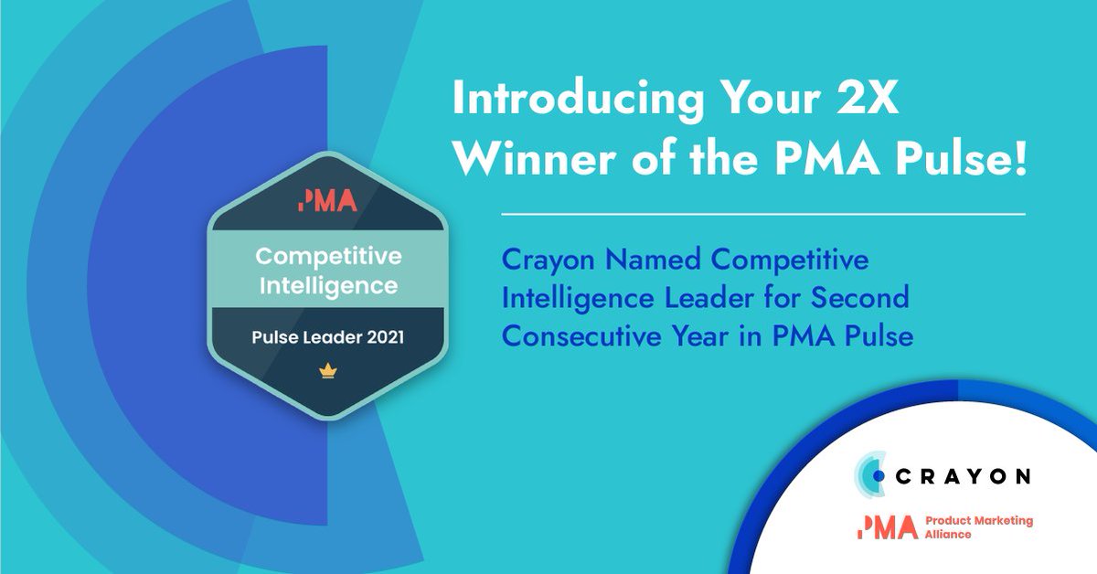 Drumroll 🥁

For the 2nd year in a row, we've been named the LEADER IN COMPETITIVE INTELLIGENCE IN THE PMA PULSE.🏆

PMA Pulse is the @PMMAlliance's stamp of approval on top solutions for PMMs globally.

Crayon knows how to compete like we mean it!🚀

hubs.li/Q010yGhn0