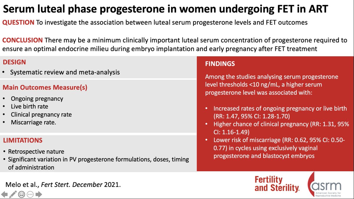 Recent data reports that there may be a minimum clinically important luteal serum concentration of progesterone required to ensure an optimal endocrine milieu during embryo implantation and early pregnancy after FET treatment!
<a href="/FertStert/">Fertility Sterility</a> @BortolettoMD <a href="/PirteaP/">Pirtea Paul M.D.</a>