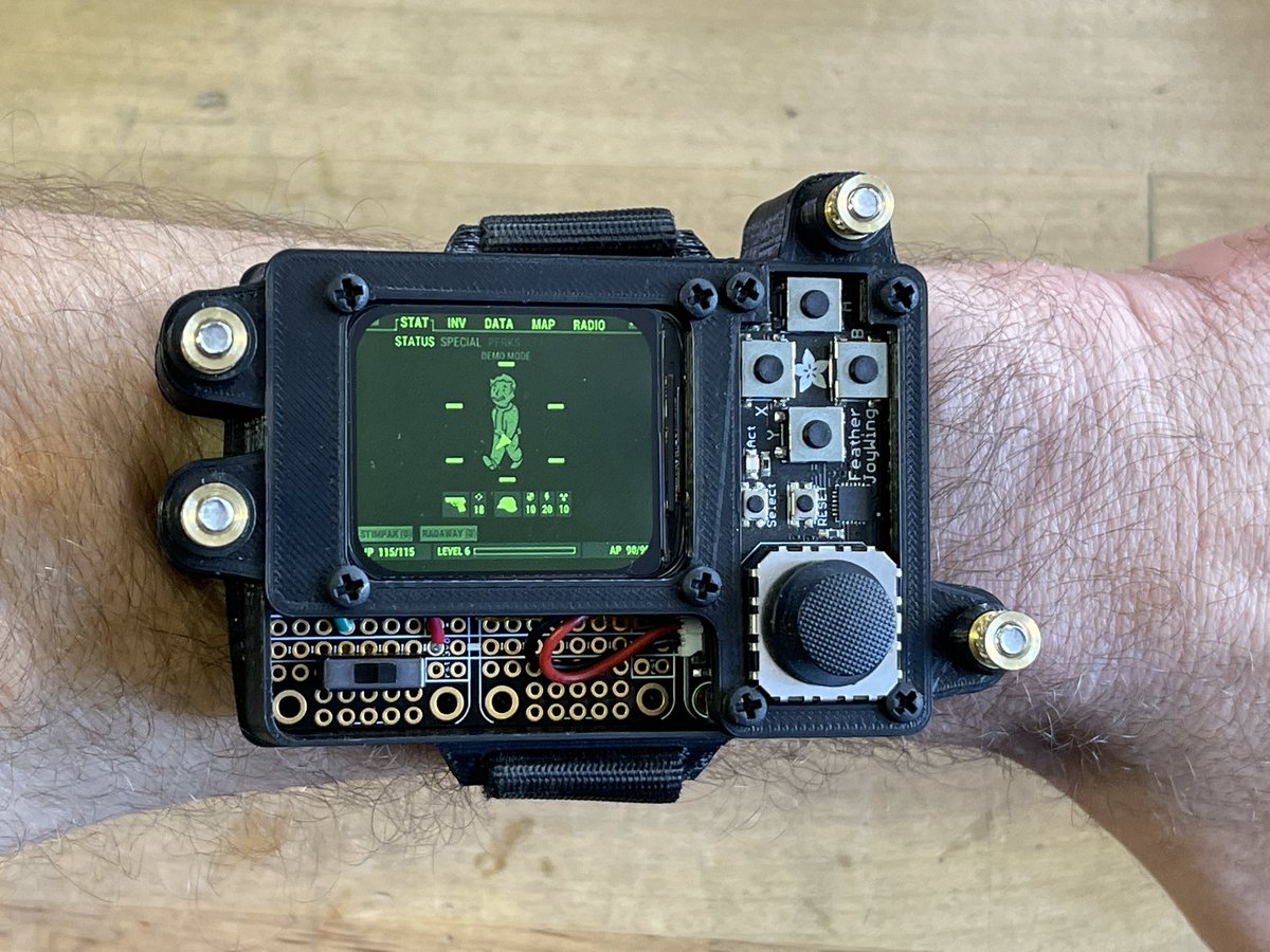 johnedgarpark's tweet photo. Almost finished making this Pip-Boy 2040 I designed. @adafruit learn guide coming soon 
#fallout #PipBoy https://t.co/UB0Lddm8q7