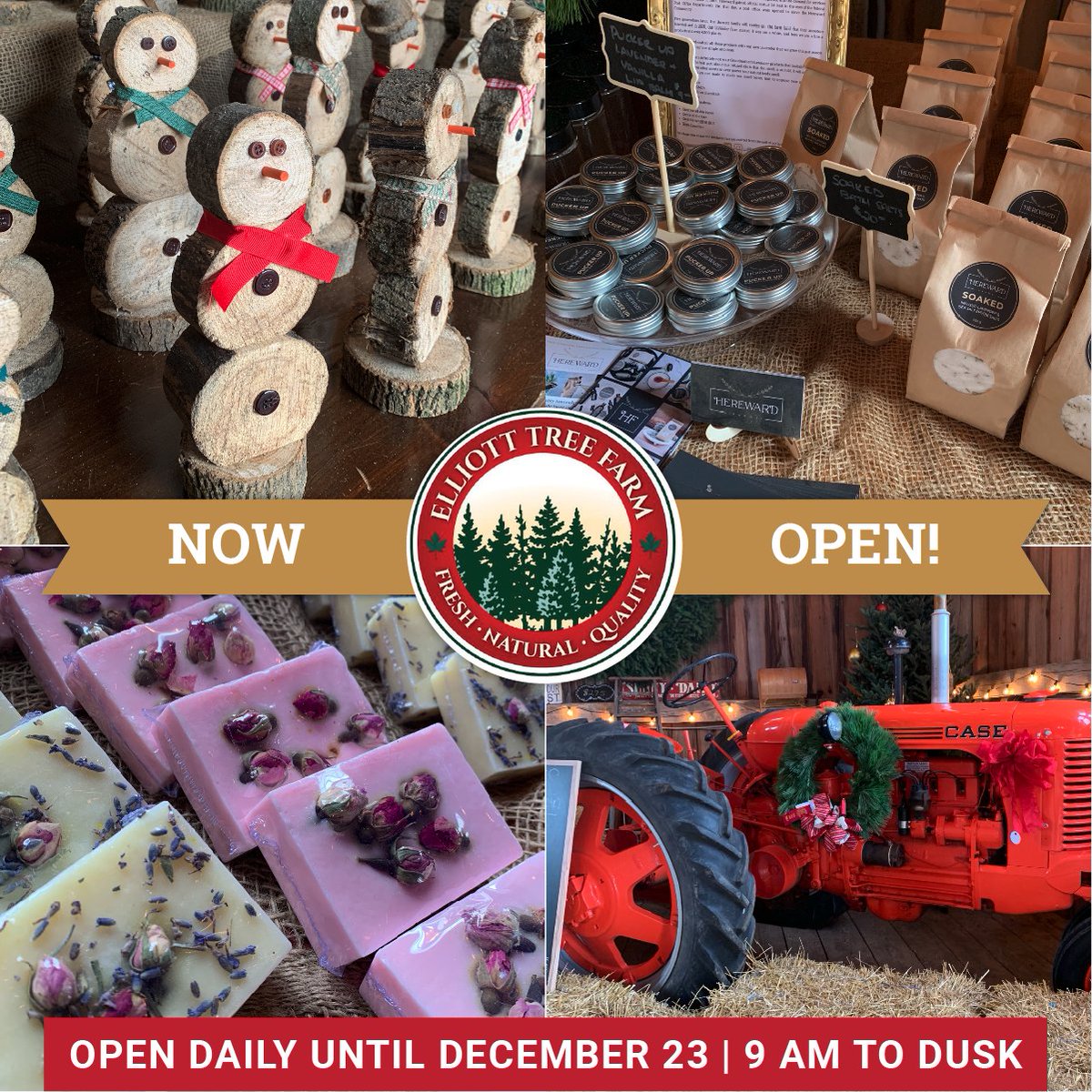 ElliottTreeFarm's tweet image. In our Heritage Gift barn we have farm fresh hand made wreaths, bows and tree toppers. A unique selection of fresh cut greens, tree stands, farm fresh pure maple syrup and gifts from our local partners. 

elliotttreefarm.ca
