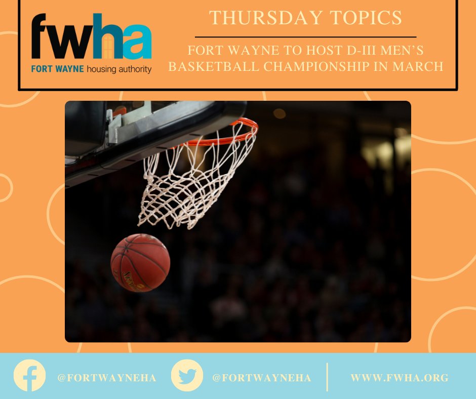 FortWayneHA's tweet photo. #ThursdayTopics: #DYK that Fort Wayne will be hosting the D-III men’s basketball championship this March? This is great for our city, and for visitors as well. To learn more, click here: https://t.co/WLb61wXmIR
#Basketball #Community #FortWayne https://t.co/WA9XUYD8tW