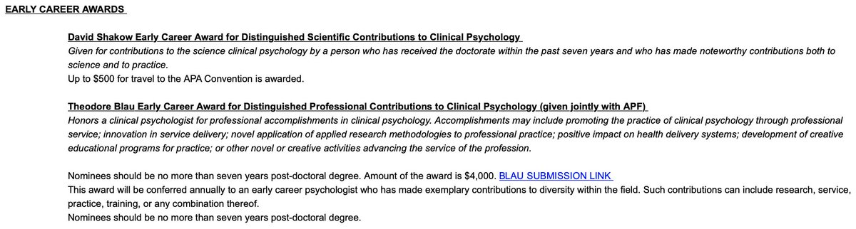 SCPdiv12's tweet photo. AWARDS DEADLINE EXTENDED to DEC 15! 🏅

We invite nominations for 4 Senior Psychologist awards, 1 Mid-Career Grant, 3 Early Career awards, &amp; 7(!) Grad Student awards, especially for/from folks with diverse backgrounds.

Send a CV &amp; 1+ rec letter to division12apa[at]gmail[dot]com https://t.co/cIHmt9ppdX