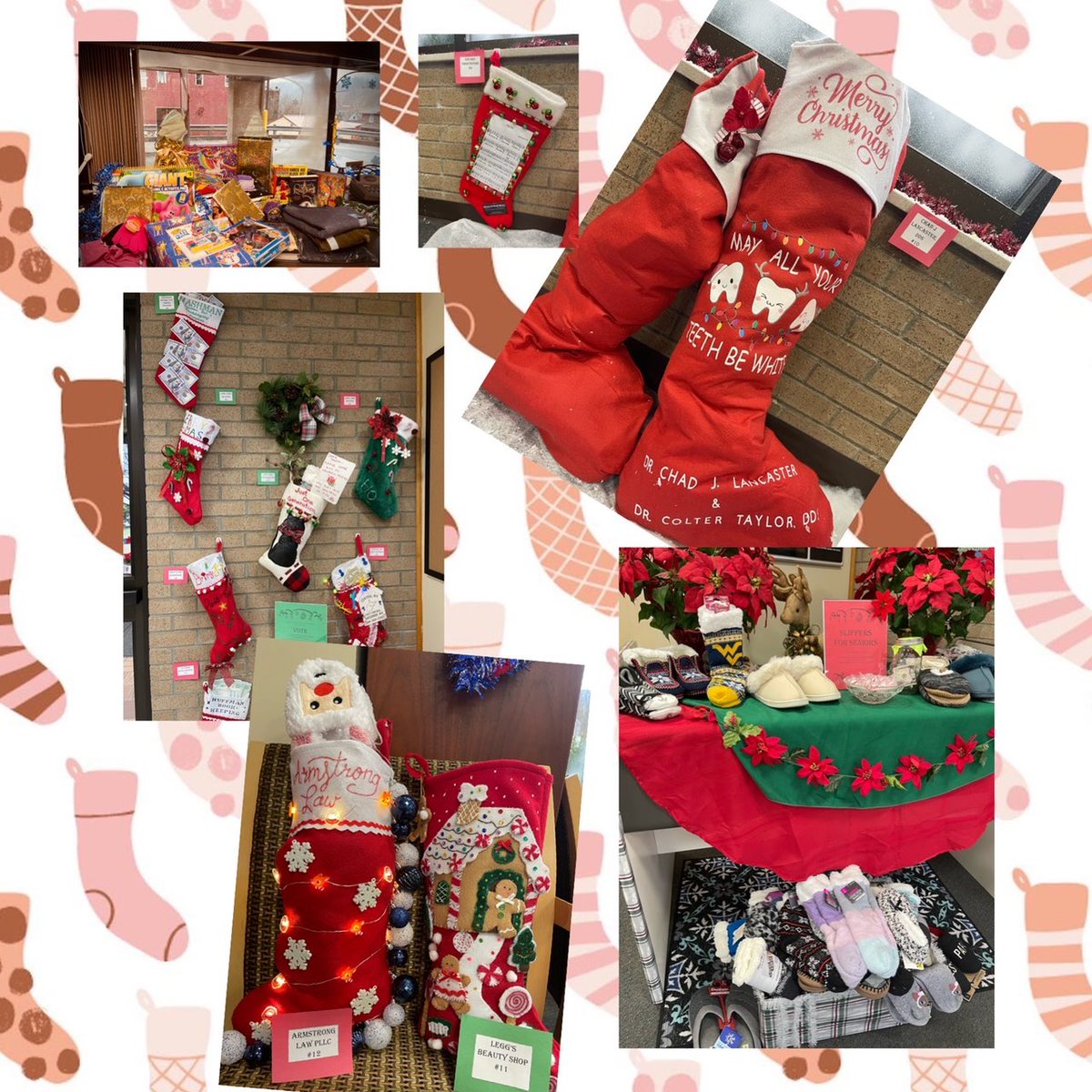 BankAtCity's tweet photo. The slippers were hung in Gassaway with care…
Our Gassaway, WV branch is hosting a Slippers for Seniors event. Local businesses have contributed decorated stockings with new socks and slippers to distribute to local nursing home residents. Stop in and vote on your favorite! https://t.co/LZZvFUaLyP