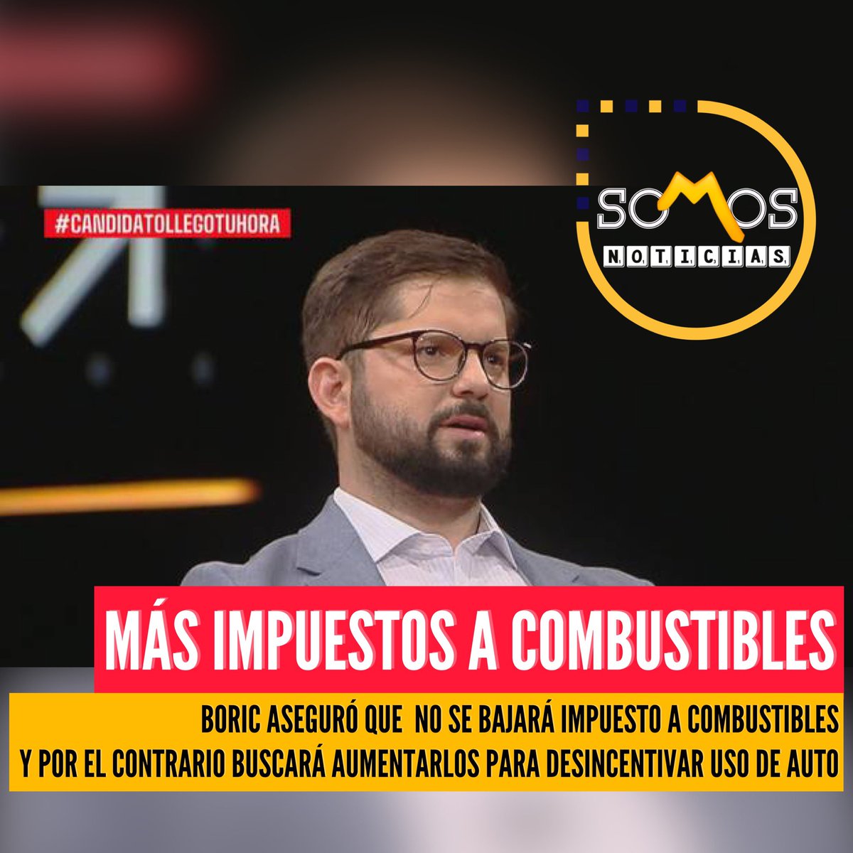 SomosConceCL's tweet photo. No tiene nada claro, solo que subirá impuestos a los combustibles. Boric considera un lujo uso de automóviles particulares y promete subir impuesto a las bencinas #Boricosas https://t.co/zhGe4RcTys