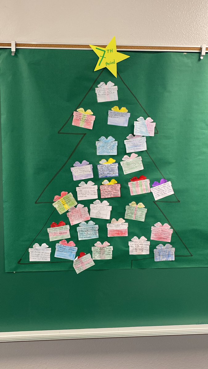 Melissab_JHS's tweet photo. Feeling the holiday spirit๐ 7th grade Moose create Texas Era term trees! Way to shine Moose๐ #MMSMoose #Liveandincolor https://t.co/sHZHSE73e5